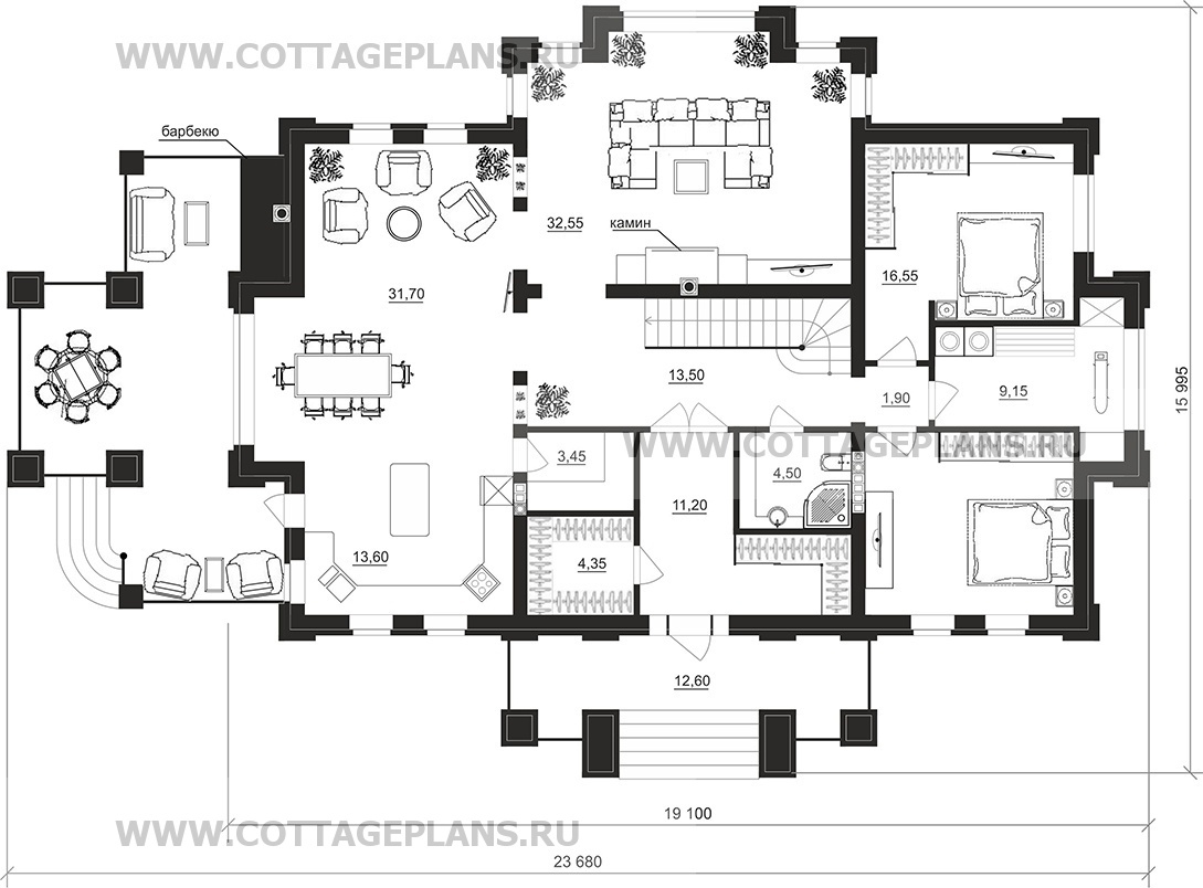 Поэтажные планы проект дома 103-25 общ. площадь 489,80 м2