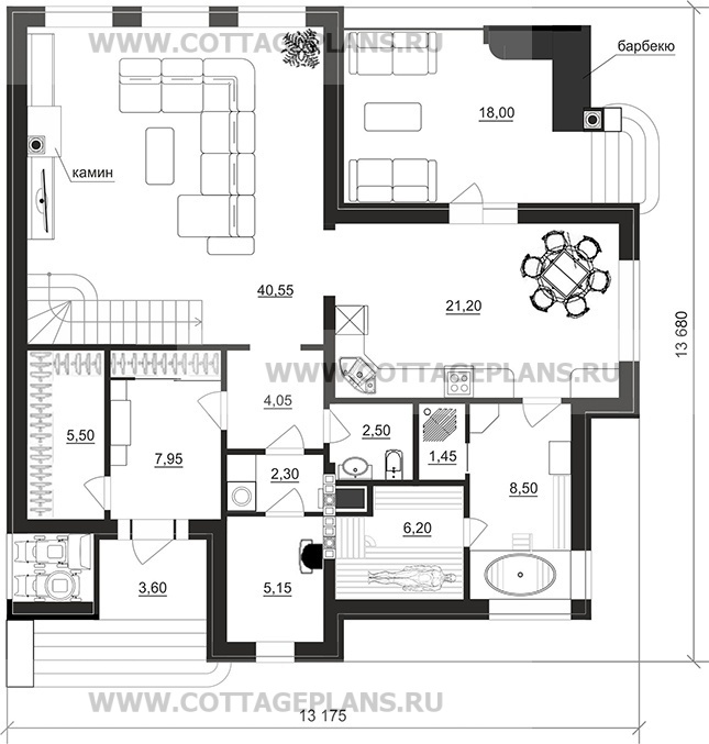 Поэтажные планы проект дома 204-54 общ. площадь 199,00 м2