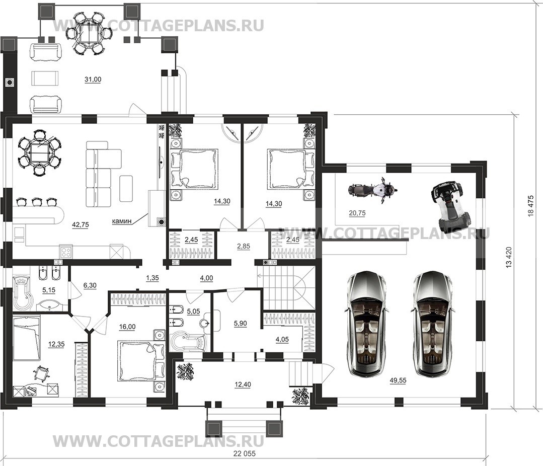 Поэтажные планы проект дома 28-76 общ. площадь 351,15 м2