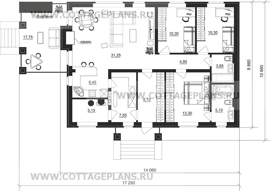 Поэтажные планы проект дома 700-69 общ. площадь 106,35 м2