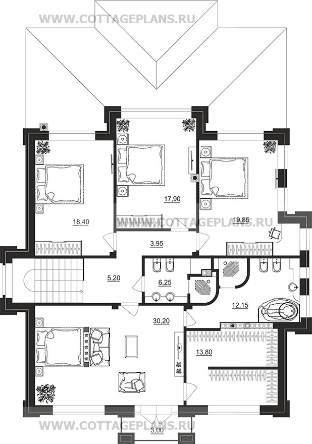 Поэтажные планы проект дома 101-77 общ. площадь 375,60 м2