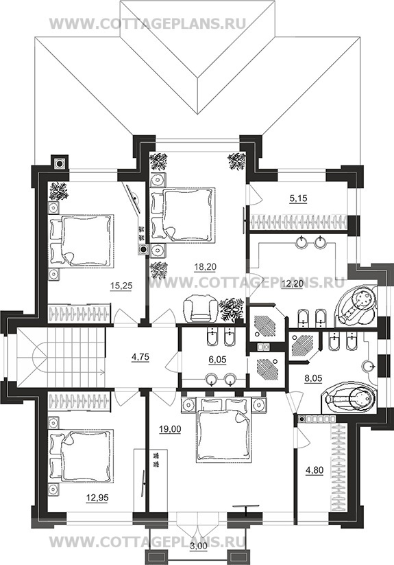 Поэтажные планы проект дома 201-76 общ. площадь 317,80 м2