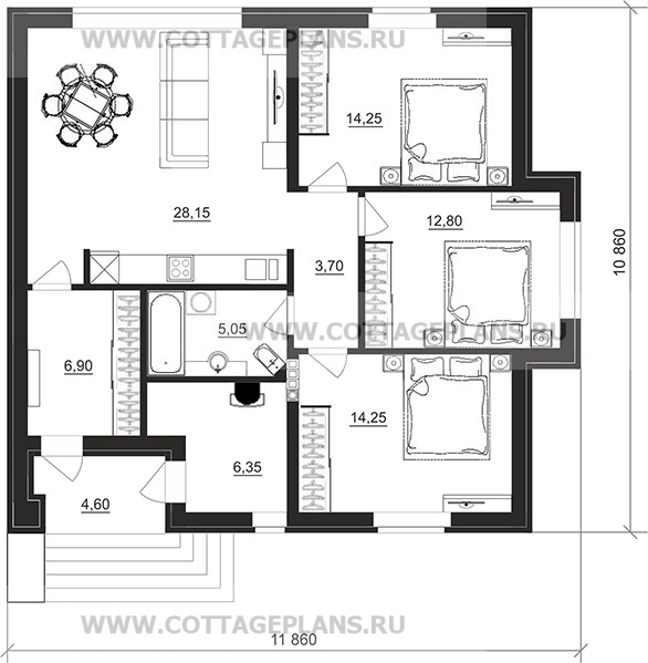 Поэтажные планы проект дома 07-90 общ. площадь 91,45 м2