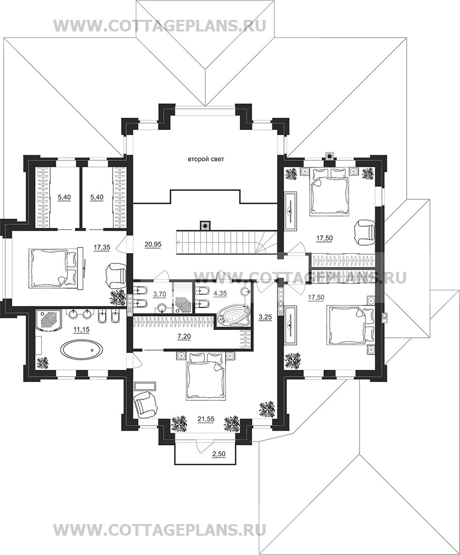 Поэтажные планы проект дома 200-29 общ. площадь 337,35 м2
