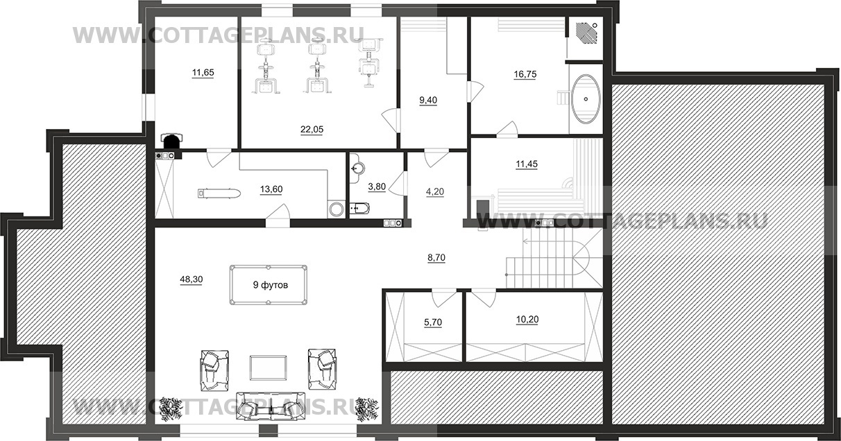 Поэтажные планы проект дома 28-94 общ. площадь 410,55 м2