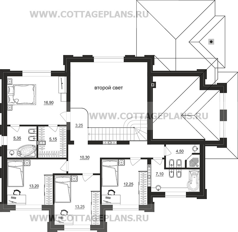Поэтажные планы проект дома 203-72 общ. площадь 368,00 м2