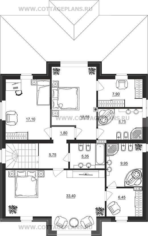 Поэтажные планы проект дома 92-99 общ. площадь 223,45 м2