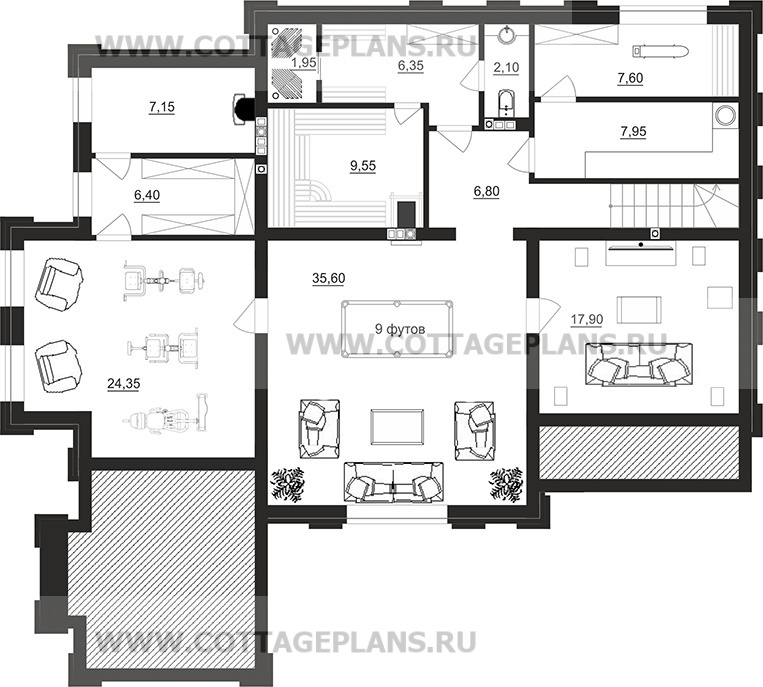 Поэтажные планы проект дома 103-33 общ. площадь 346,95 м2