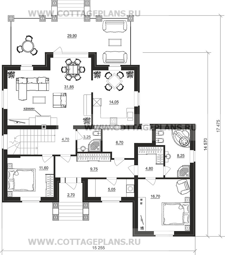Поэтажные планы проект дома 78-04 общ. площадь 312,90м2