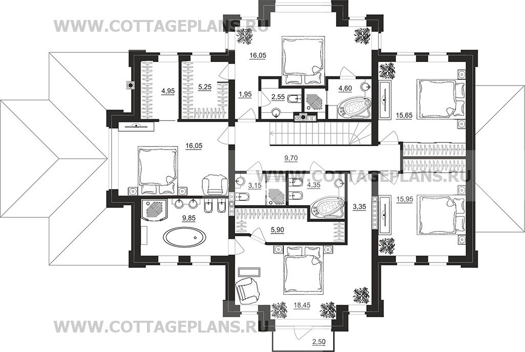 Поэтажные планы проект дома 103-23 общ. площадь 396,15 м2