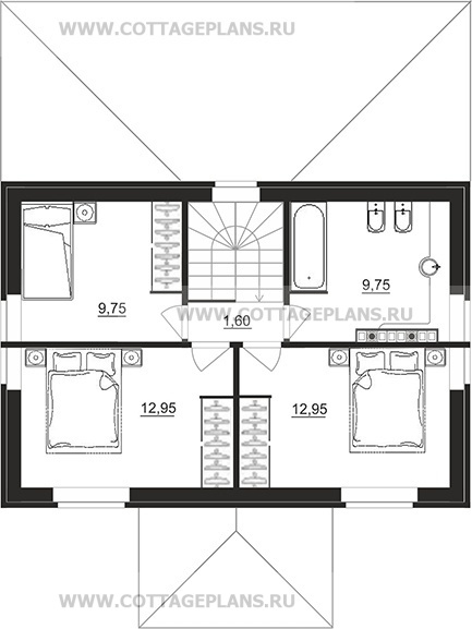 Поэтажные планы проект дома 93-52 общ. площадь 141,75 м2