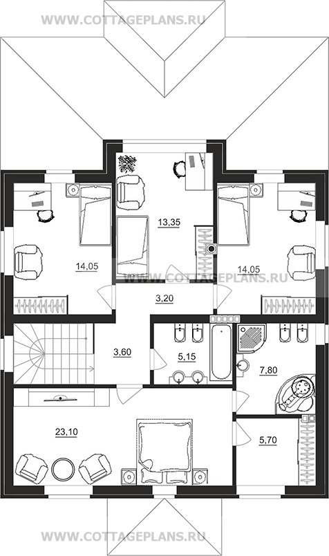 Поэтажные планы проект дома 29-57 общ. площадь 176,70 м2