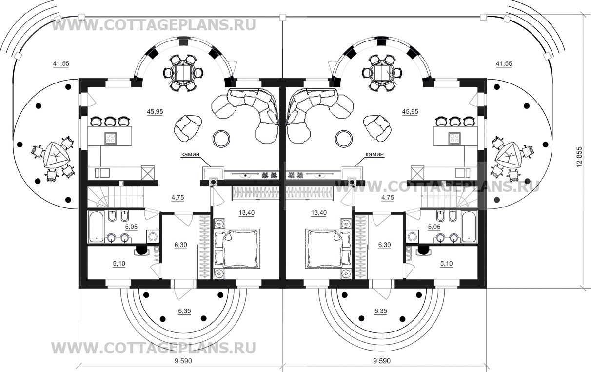 Поэтажные планы проект дома 26-36 общ. площадь 303,20 м2