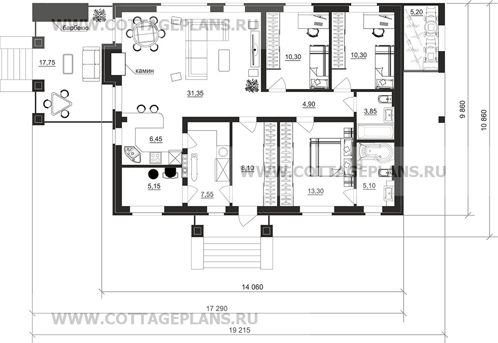 Поэтажные планы проект дома 700-69 общ. площадь 106,35 м2