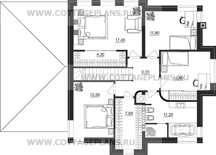Поэтажные планы проект дома 204-61 общ. площадь 185,55 м2