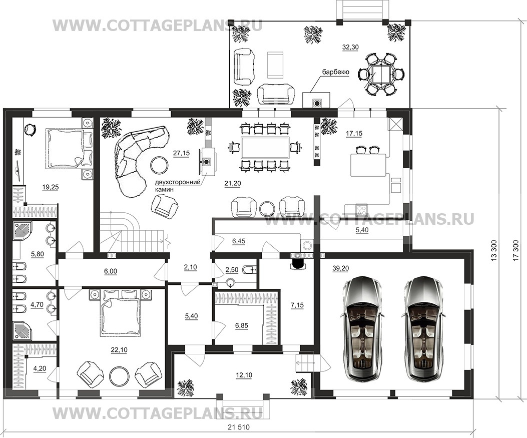 Поэтажные планы проект дома 15-58 общ. площадь 309,30 м2