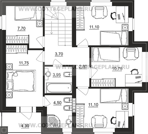 Поэтажные планы проект дома 95-03 общ. площадь 127,05 м2