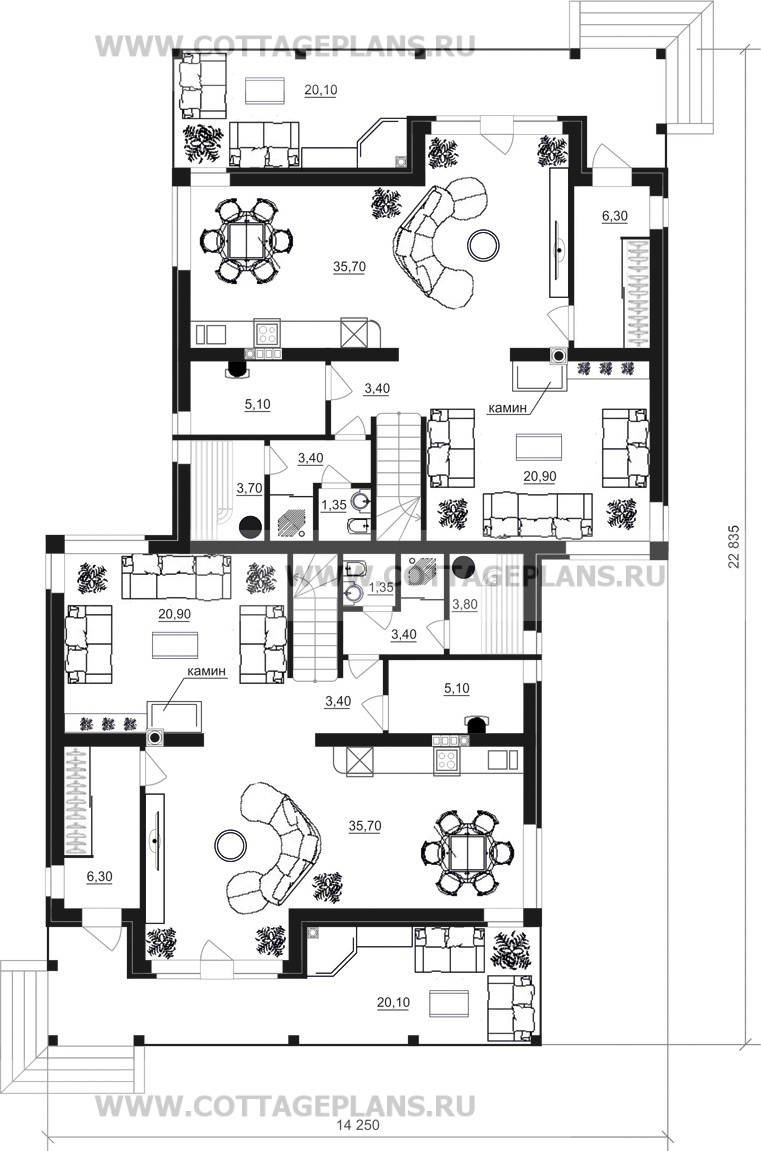 Поэтажные планы проект дома 26-01 общ. площадь 314,80 м2