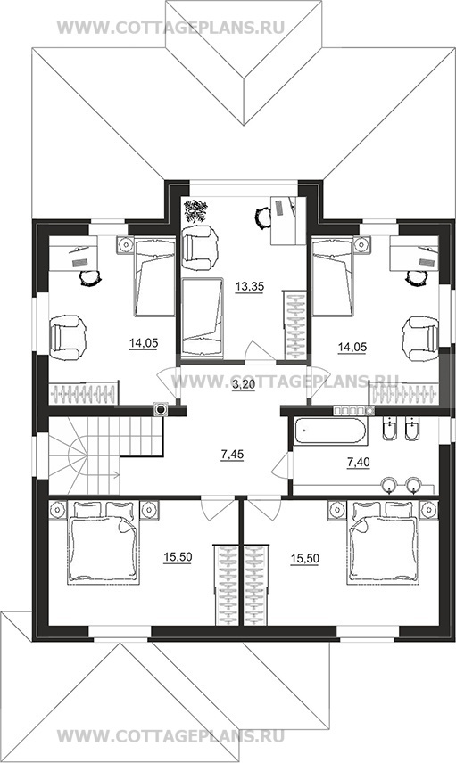 Поэтажные планы проект дома 206-19 общ. площадь 187,40 м2