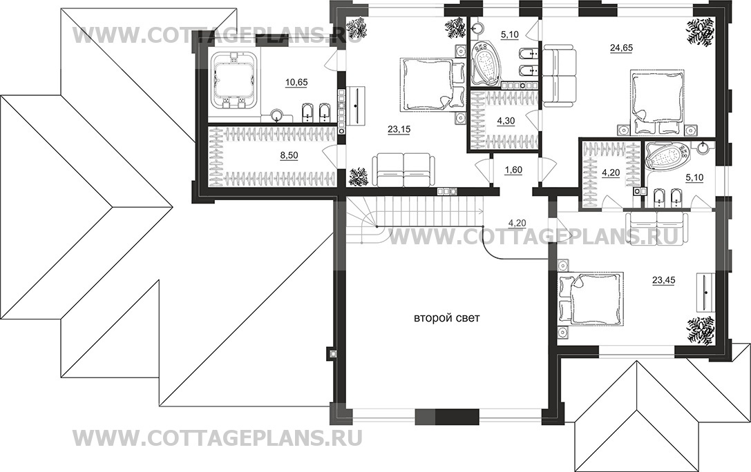 Поэтажные планы проект дома 203-32 общ. площадь 470,15 м2