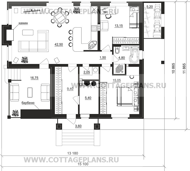 Поэтажные планы проект дома 700-55 общ. площадь 93,95м2