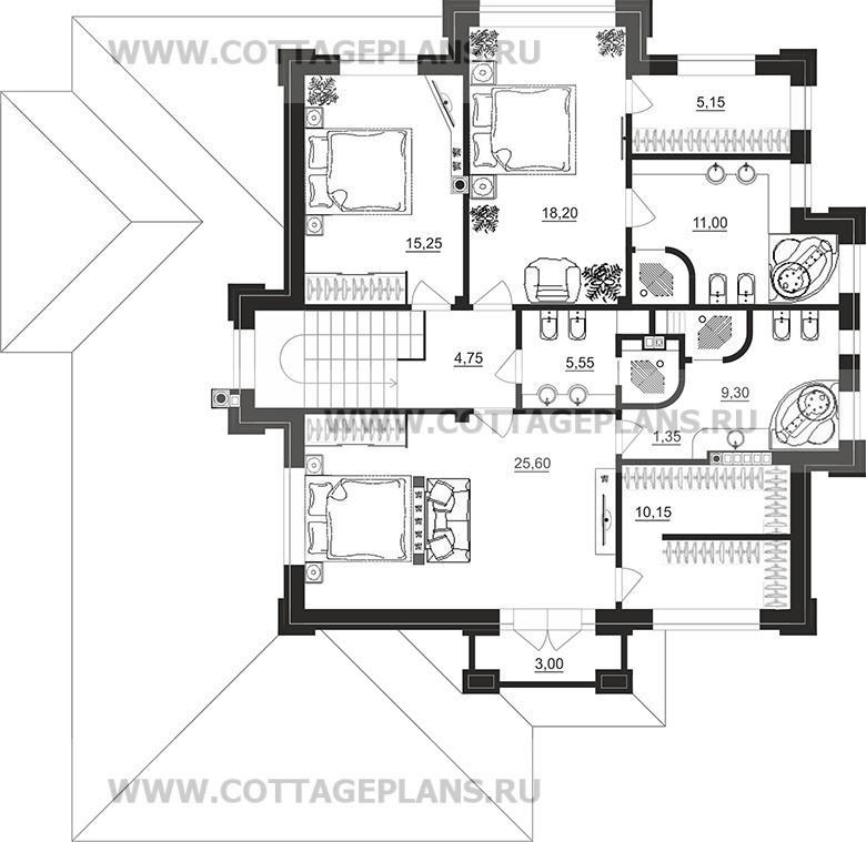 Поэтажные планы проект дома 202-07 общ. площадь 249,15 м2