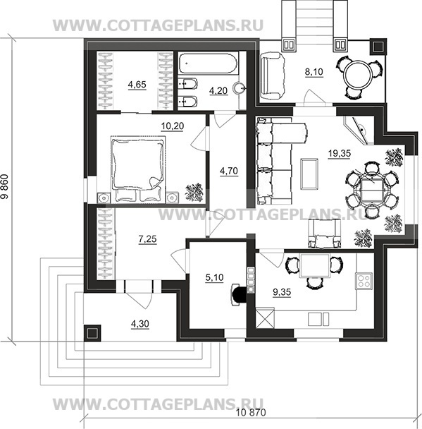 Поэтажные планы проект дома 27-43 общ. площадь 64,05 м2