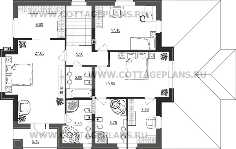 Поэтажные планы проект дома 100-43 общ. площадь 218,65 м2