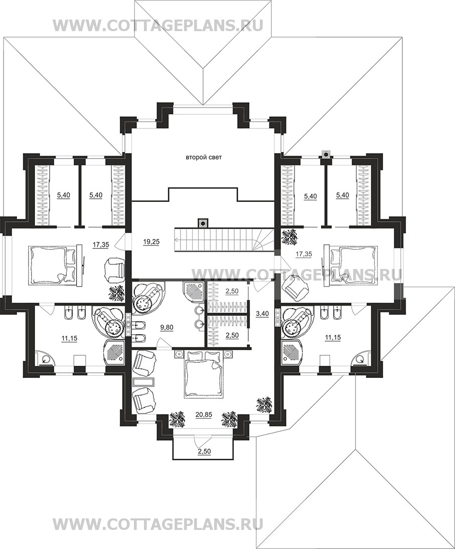Поэтажные планы проект дома 100-22 общ. площадь 340,45 м2