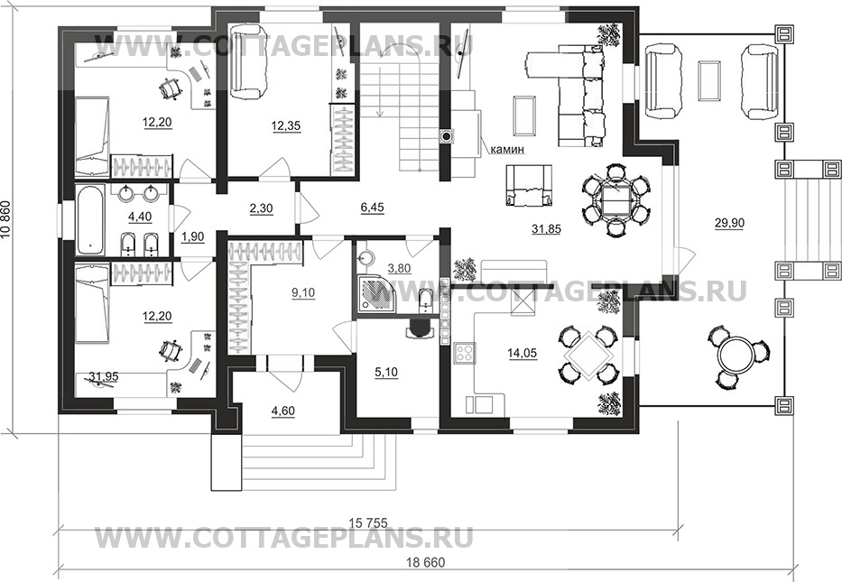 Поэтажные планы проект дома 71-94 общ. площадь 323,20 м2