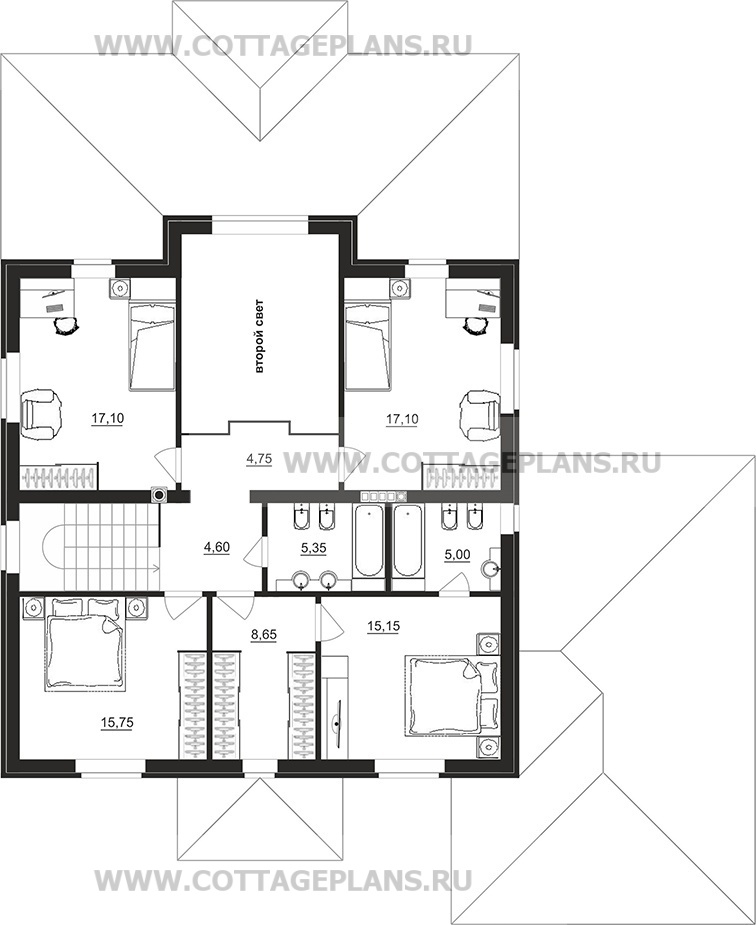 Поэтажные планы проект дома 77-05 общ. площадь 233,30 м2