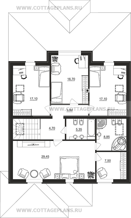 Поэтажные планы проект дома 97-90 общ. площадь 225,60 м2