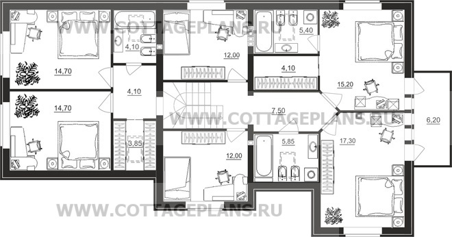 Поэтажные планы проект дома 22-32 общ. площадь 340,30 м2