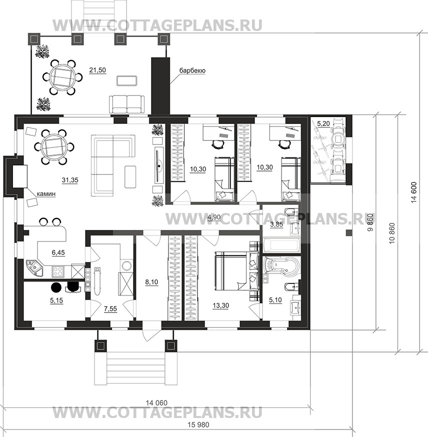 Поэтажные планы проект дома 700-66 общ. площадь 106,35 м2