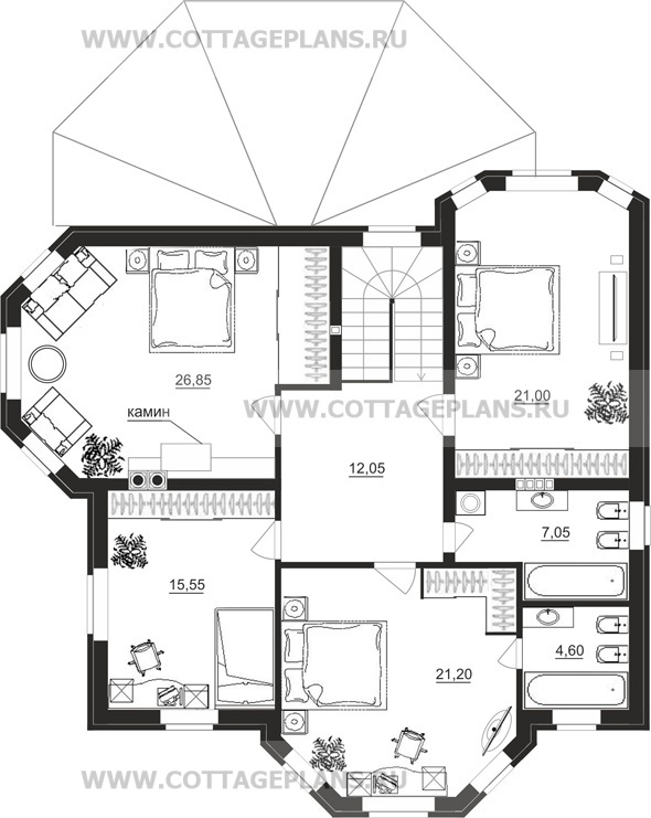Поэтажные планы проект дома 16-64 общ. площадь 318,07 м2