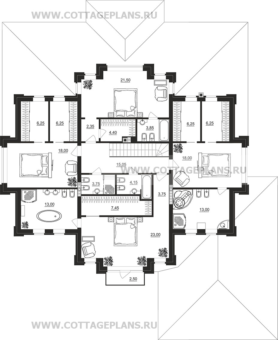 Поэтажные планы проект дома 103-22 общ. площадь 552,45 м2