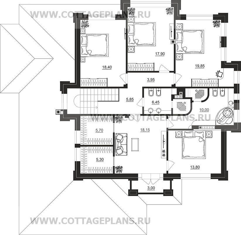 Поэтажные планы проект дома 203-08 общ. площадь 450,90 м2