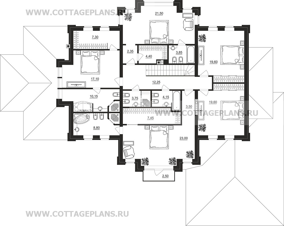 Поэтажные планы проект дома 103-28 общ. площадь 544,95 м2