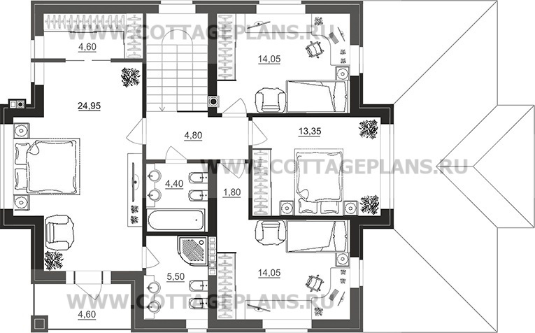 Поэтажные планы проект дома 100-42 общ. площадь 178,20 м2