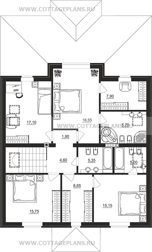 Поэтажные планы проект дома 77-84 общ. площадь 216,25 м2