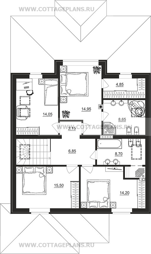 Поэтажные планы проект дома 97-89 общ. площадь 186,00 м2