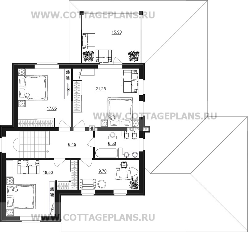 Поэтажные планы проект дома 23-02 общ. площадь 218,05 м2