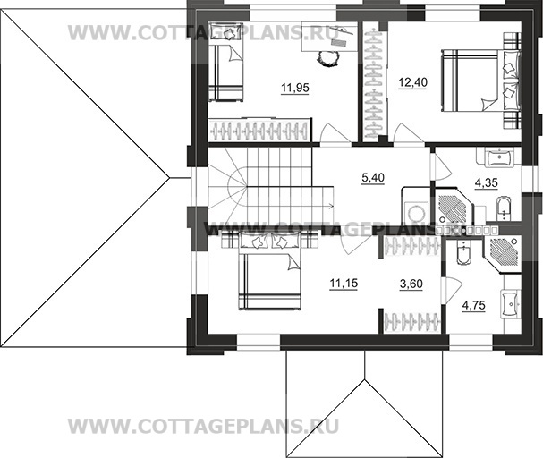 Поэтажные планы проект дома 208-11 общ. площадь 123,20м2