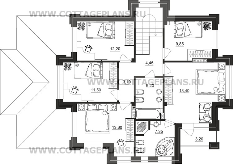 Поэтажные планы проект дома 200-78 общ. площадь 176,45 м2