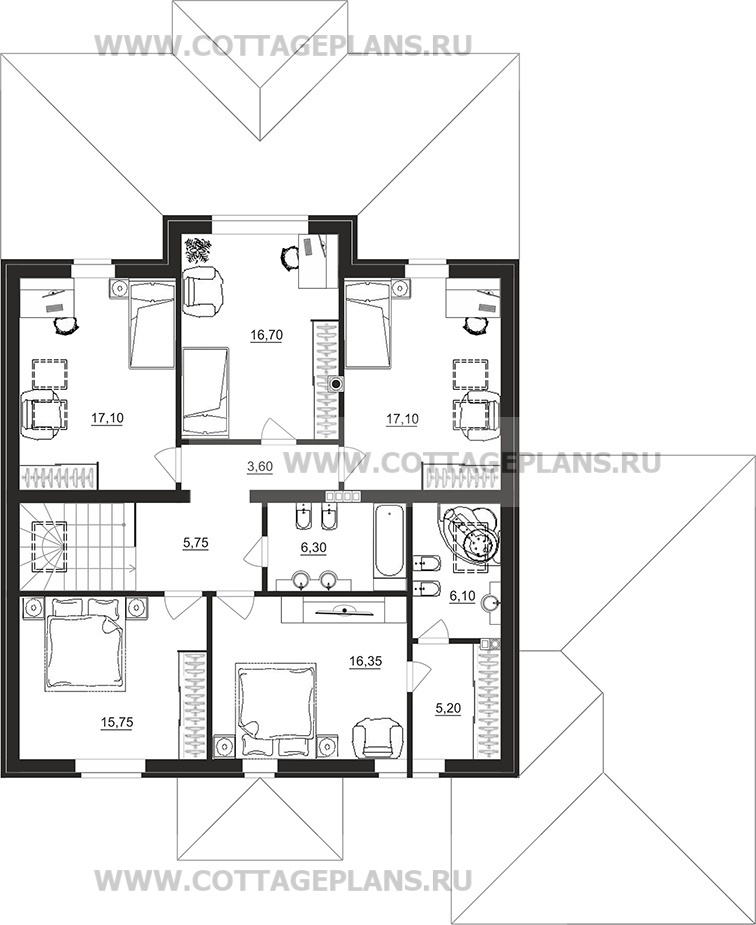 Поэтажные планы проект дома 97-96 общ. площадь 245,10 м2