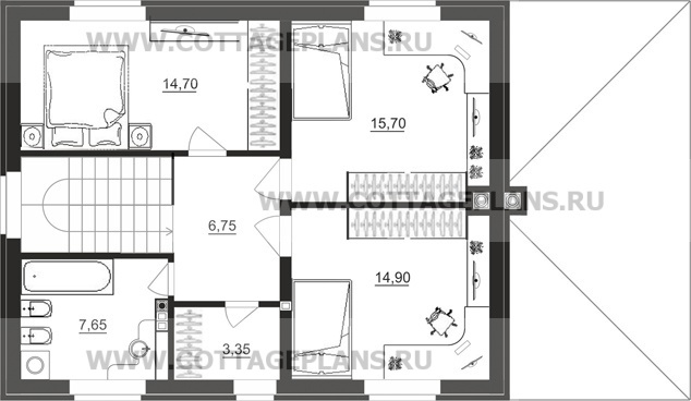 Поэтажные планы проект дома 92-42 общ. площадь 128,15 м2