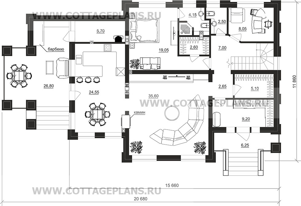 Поэтажные планы проект дома 102-54 общ. площадь 242,95 м2