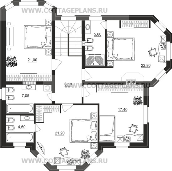 Поэтажные планы проект дома 14-02 общ. площадь 206,42 м2