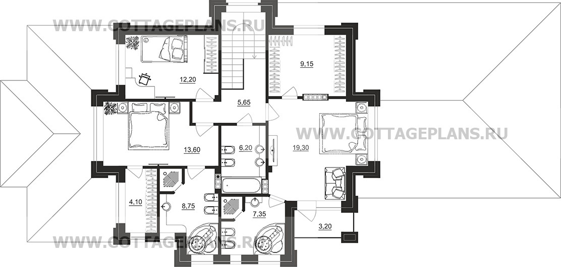 Поэтажные планы проект дома 101-81 общ. площадь 308,20 м2
