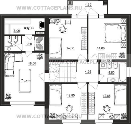 Поэтажные планы проект дома 14-80 общ. площадь 260,85 м2